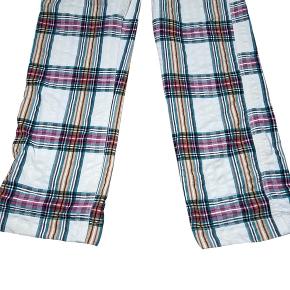 Free People Marlowe Yard Trousers Pants Plaid Seersucker Straight Leg Size 4 - Picture 12 of 16